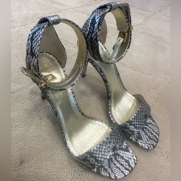 Celine ankle strap python snake skin silver and black stiletto heels, size 36 - Picture 9 of 14